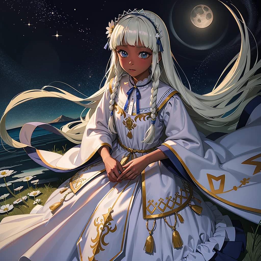 最high quality、high quality、、Brightly embroidered folk costumes from Central Asia and the Caspian Sea region、Bride Girl、Moonlight meadow、moonlight、Long dress