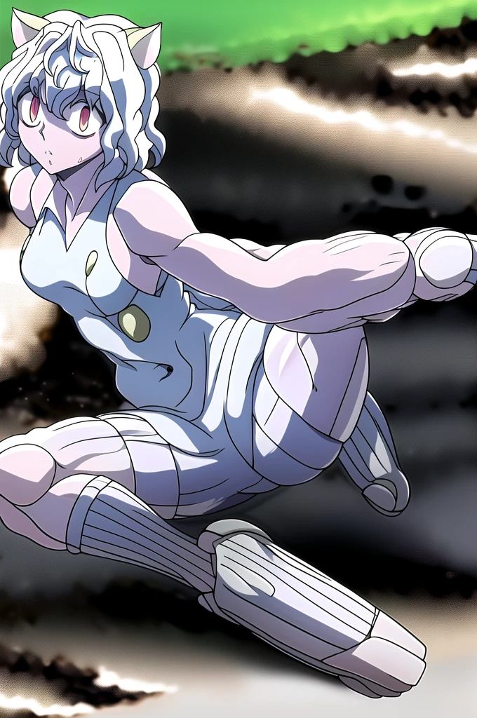 masterpiece, Highest quality, High resolution, Neferpitou 1,sexy,side,Squat,training,Sweat,She spread her legs,Arms folded behind back
