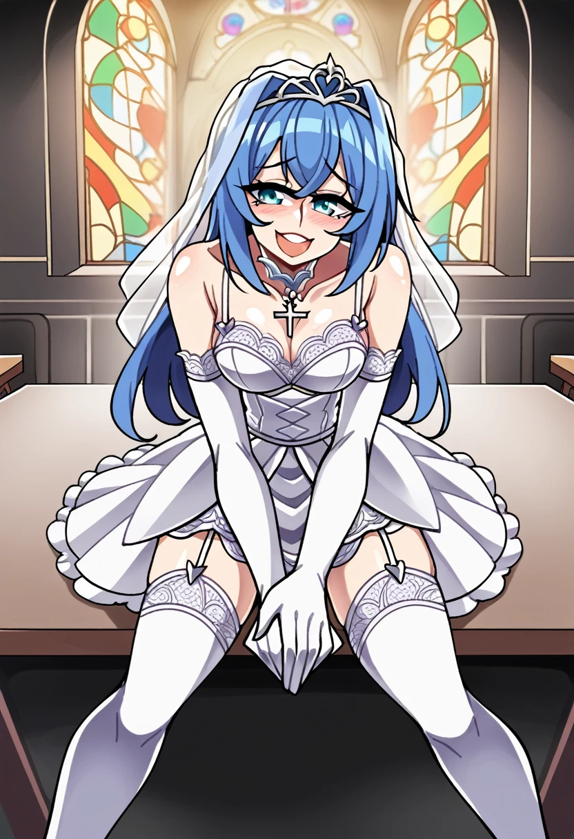 a father (he had been brainwashing by his second son,crossdressing,Sex with his second son every day, wear sexy Wedding lingerie,bride of his second son,have one's first night,,swear live as the wife of his second son for life) ,an empty abandoned church,in front of the confessional table