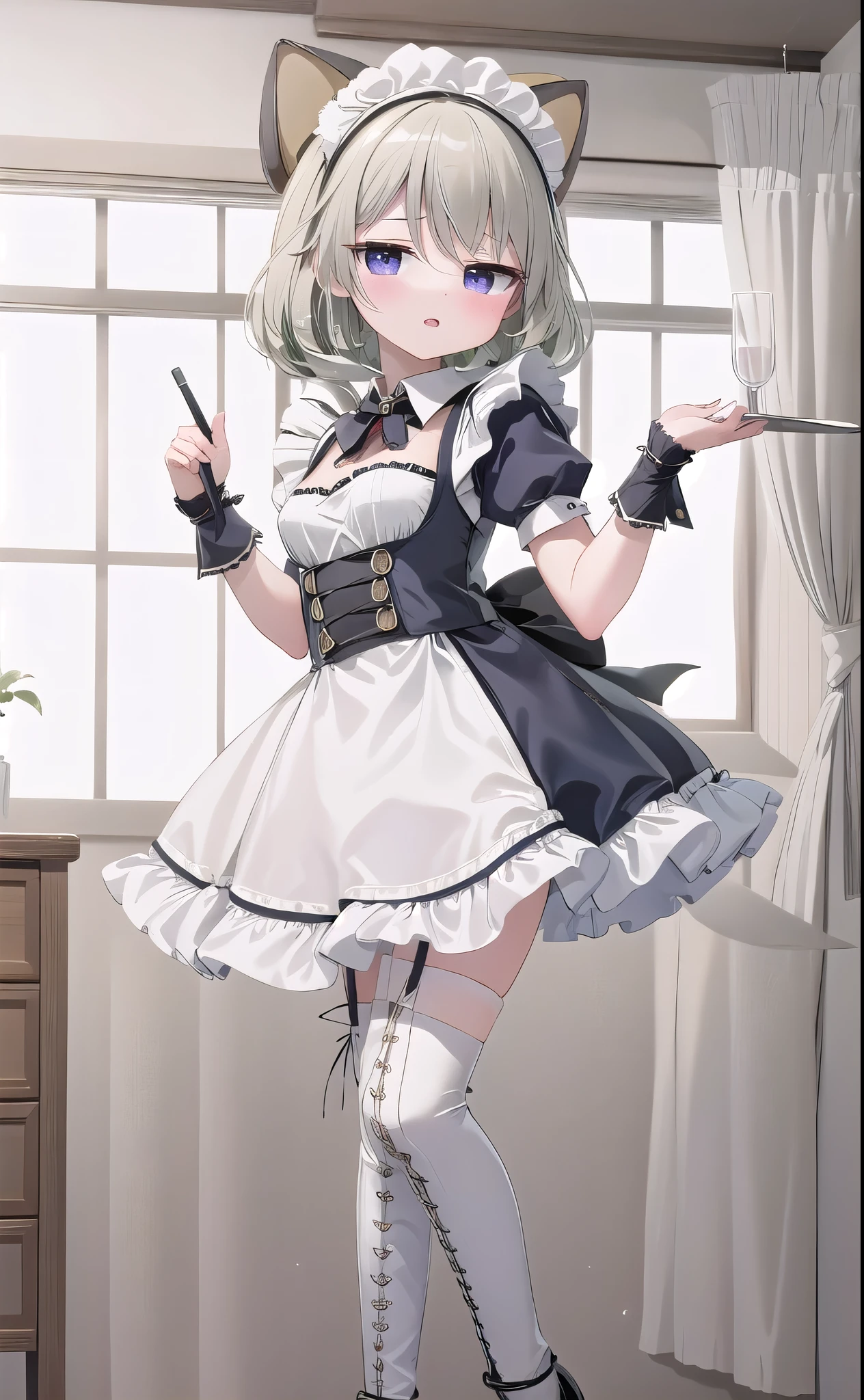 best quality,(Kawaii:1.1),(charming),(high resolution:1.2),Incredibly ridiculous resources:1.3,Incredibly beautiful illustrations,charming女性 ,Maid costume