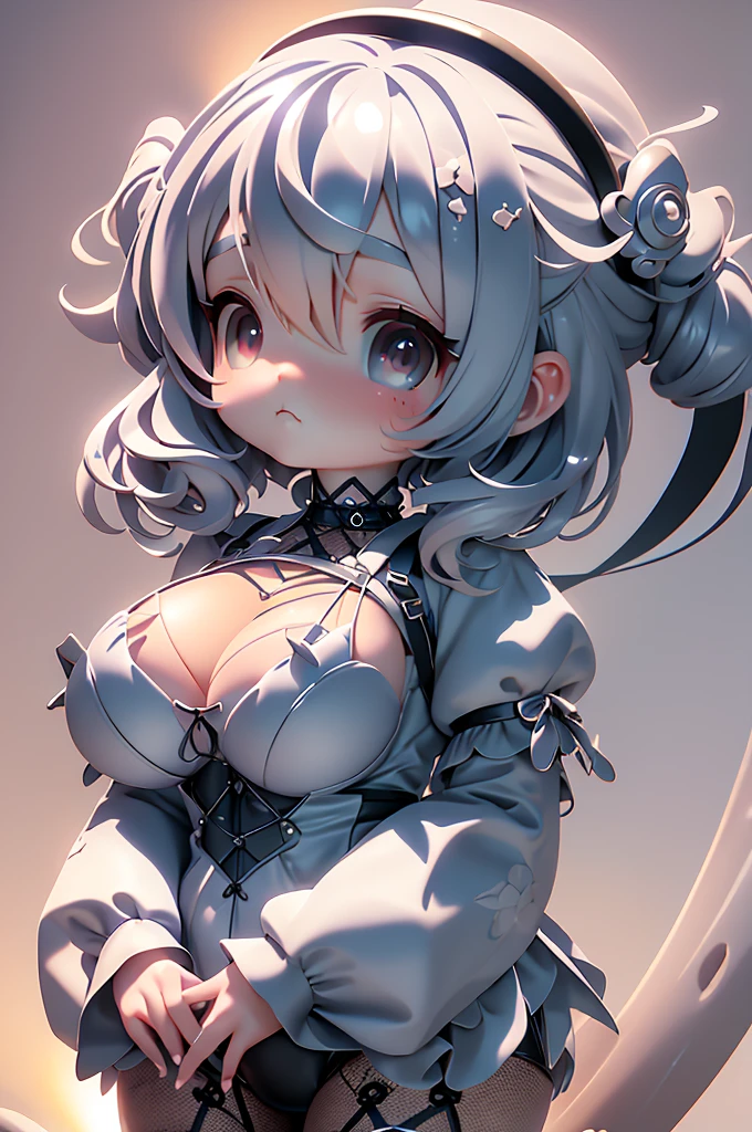 High quality、Correct Anatomy、plastican00d、Bright atmosphere、Realistic Light、Spotlight from above、pretty girl、Gothic Fashion、Big Breasts、Fishnet tights、Silver Hair、garter belt、Two-headed appearance、plastic、Very Short Hair、Cumulonimbus、Summer sunshine、Pullside、full body, chibi、pregnancy test
portrait