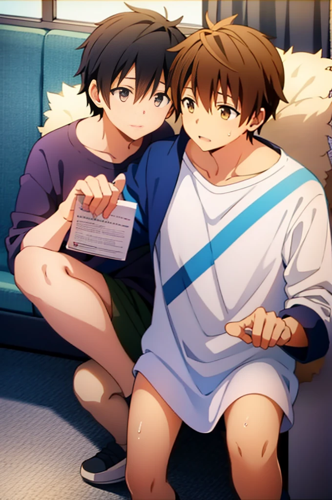 cool,,,Refreshing athletic guy,boy,boys,charm,Slim figure,Japanese high school student style,,Casual clothes,,,White sweater,,Smooth,Skin texture,Functional beauty,youth,Vibrancy,The male protagonist,,,From friendship to love,,,To the boys I like,,,The two boys are in love with each other.,,,shine,Action,A love story for boys only,,,Sexual desire,,sexual excitement,,penis,,,,,Yaoi,,,,,Handsome gay drama,,,here_Yuuki and Kirito are loved even if they resist,,,Gay, Breeze,Piece of bone,Natural light,face,hand,eye,blush,Biological precision,,Super detailed,,Male Focus,4K,8K,masterpiece,,,Spiked Hair,Sex play,NSFW,,,