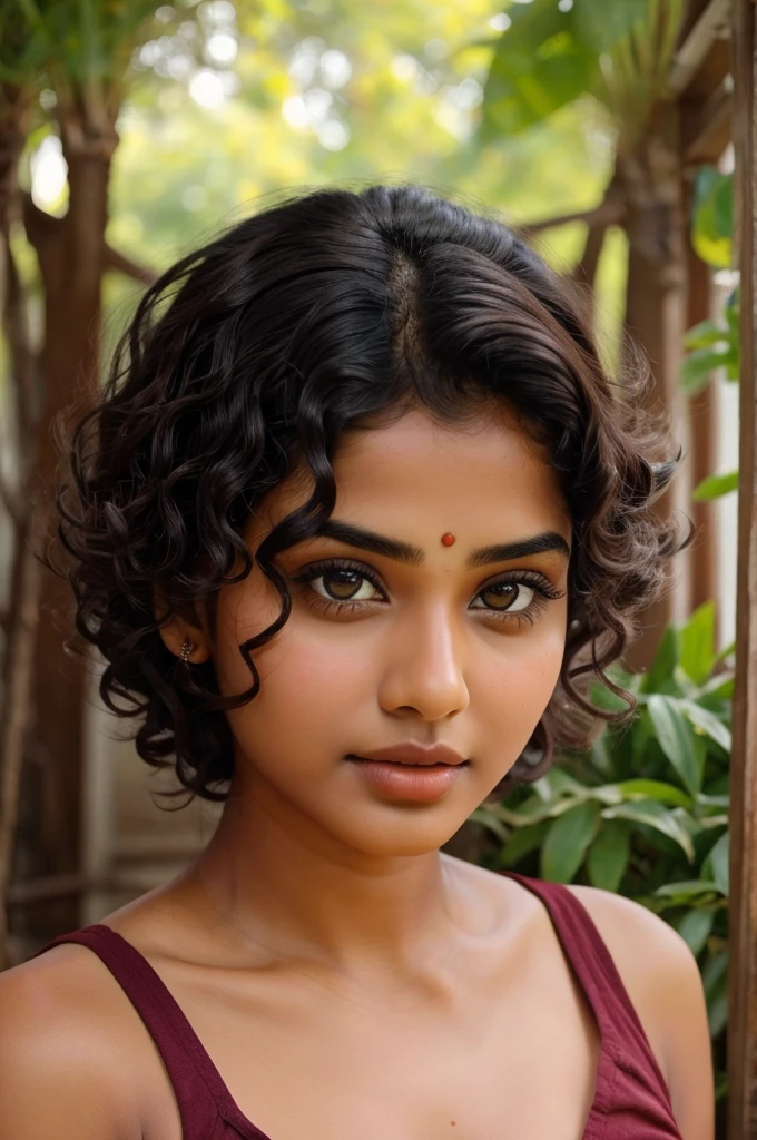 Beautiful, real,indian girl , hot, face cut , curley hair