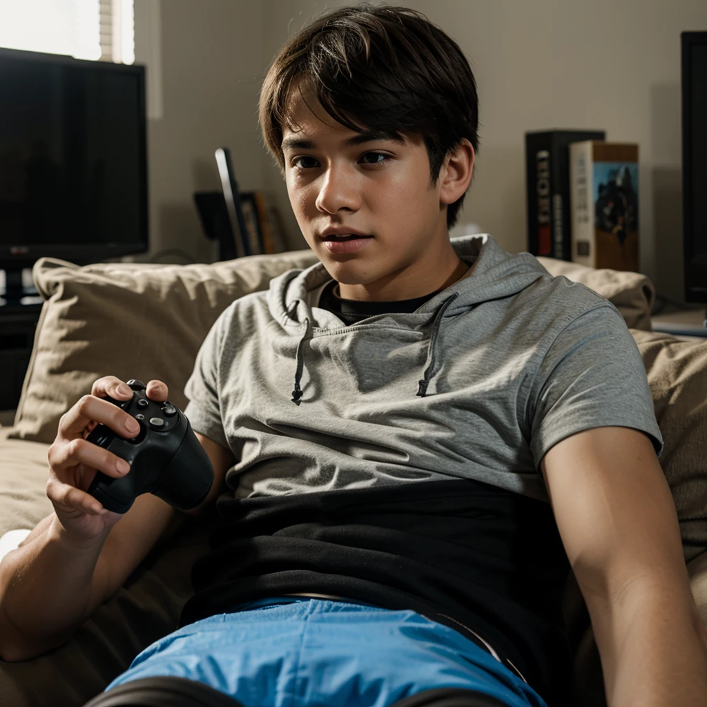 Boy playing video games