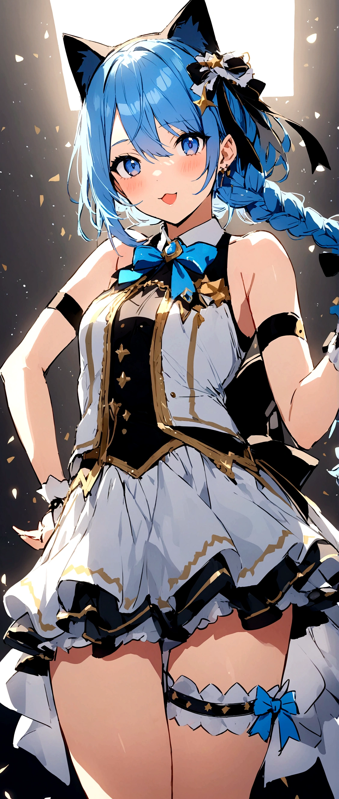 Blue Hair、Braid、Cat ear、Idol Costumes、Stylish、Girl