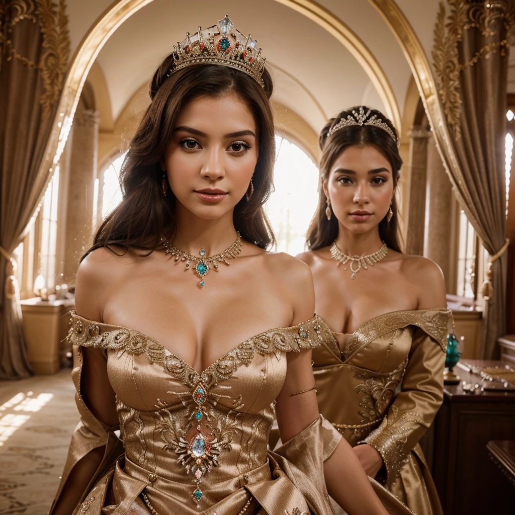 Generate me the most beautiful princess in the world with lots of jewels lots of beauty details splendor wonder perfection all in 8k