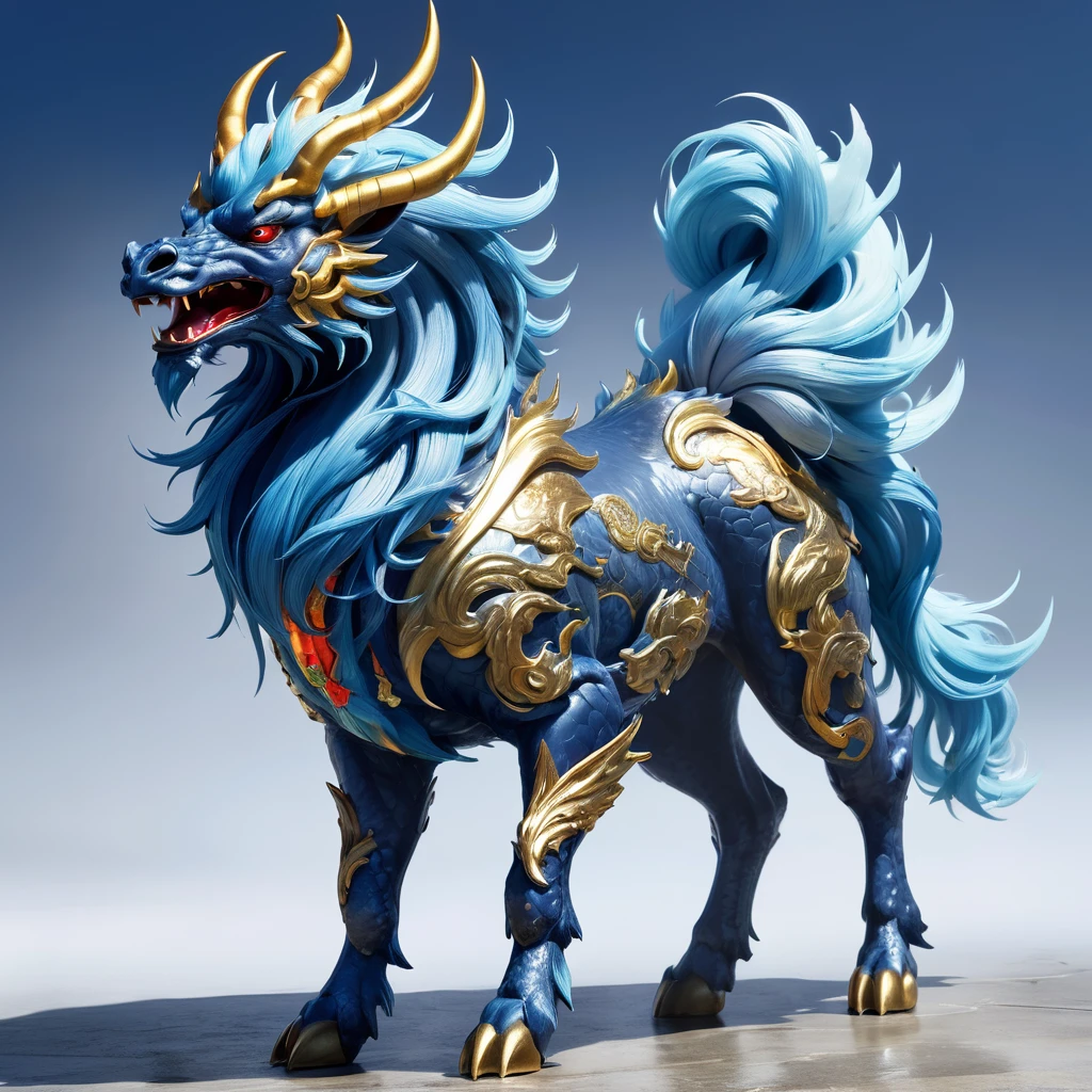 high resolution　high quality　Reality　Chinese legendary creatures　Kirin　fierce々Shii　Intimidating　Intimidation　object of faith　