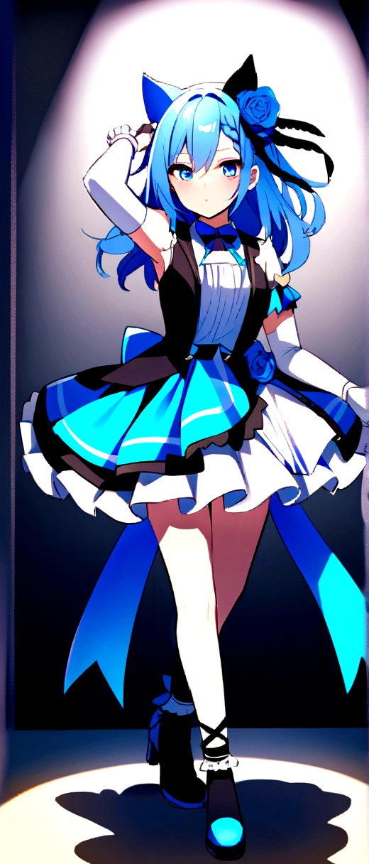 Blue Hair、Braid、Cat ear、Stylish、Idol Costumes、Girl