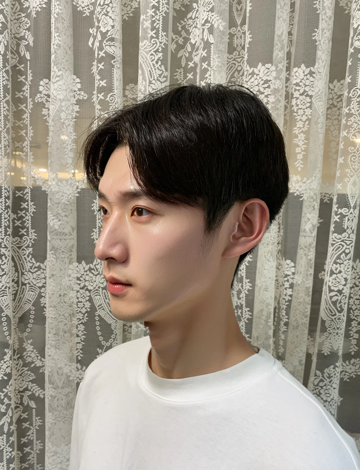 Best Quality, 8k, Masterpiece, (Portrait: 1.3), (photo realistic:1.4), (hyper realistic:1.4), Sharp Focus, looking at viewer, (smoother lighting:1.1), (increase cinematic lighting quality:0.9), realistic lighting, backlighting, light on face, ray trace, (brightening light:1.2), (Increase quality:1.4), sharp detail, (best quality real texture skin:1.4), finely detailed eyes, black_eyes, finely detailed face, 25 year old Korean man