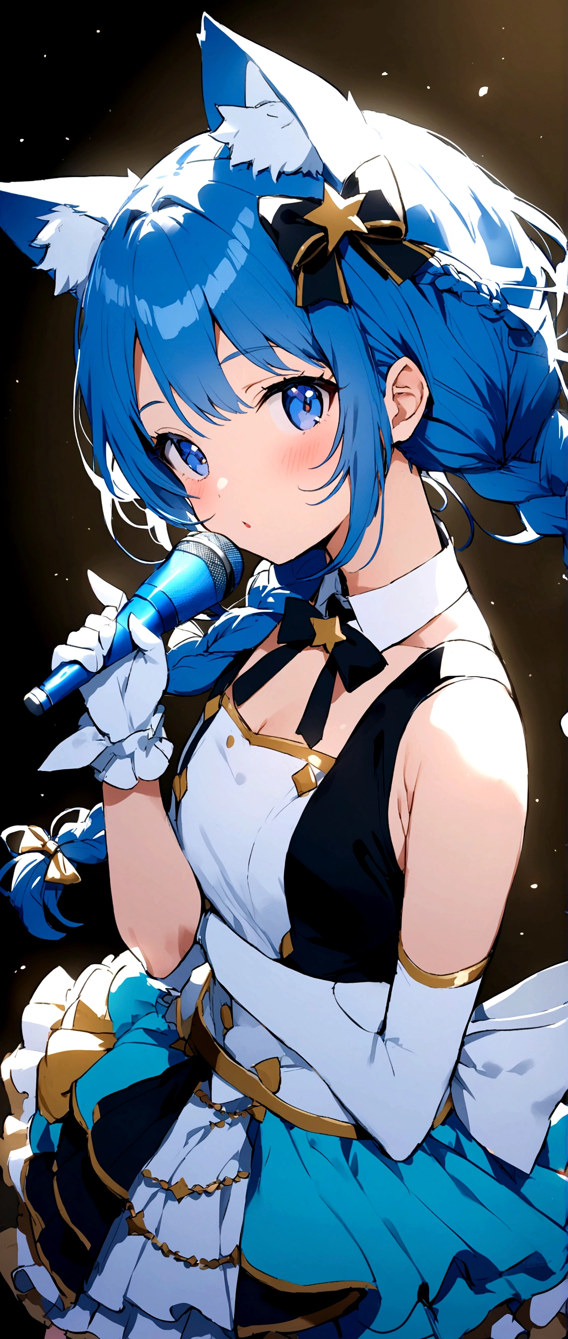 Blue Hair、Braid、Cat ear、Stylish、Idol Costumes、Girl