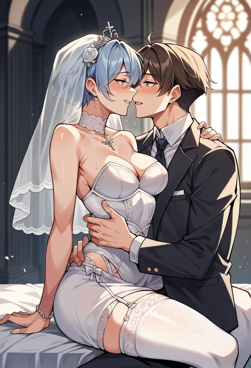 a father (he had been brainwashing by his second son,crossdressing,Sex with his second son every day, wear sexy Wedding lingerie,bride of his second son,have one's first night,,swear live as the wife of his second son for life) ,an empty abandoned church ,Already he divorced his wife by order of his second son.on.
