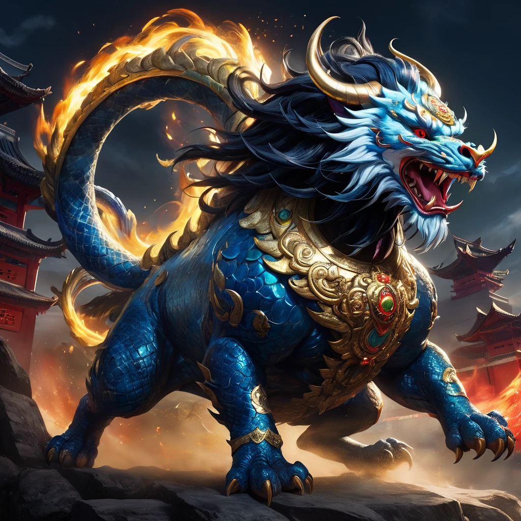 high resolution high quality Reality Chinese legendary creatures Divine Beast Railway fierce々Shii Intimidating Intimidation object of faith Looming