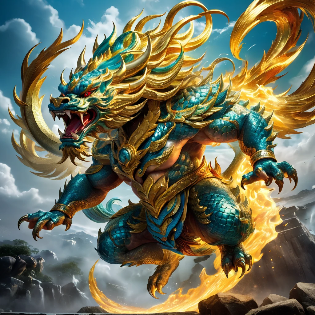 high resolution high quality Reality Chinese legendary creatures Divine Beast Qinglong fierce々Shii Intimidating Intimidation object of faith Looming