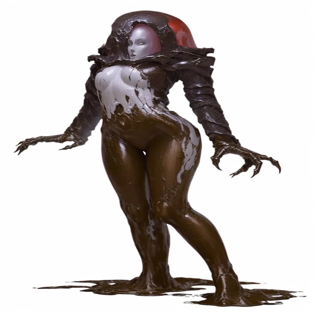 a close up of a statue of a woman with a red hair, female humanoid creature, female alien, supermodel in silent hill, alien woman, lolth, hot goo humanoid woman, hot slime humanoid woman, sil from species, slime woman hybrid, perfect human female specimen, slime skin, lilith, female assassin, creepy pose, pale skinned, female full body