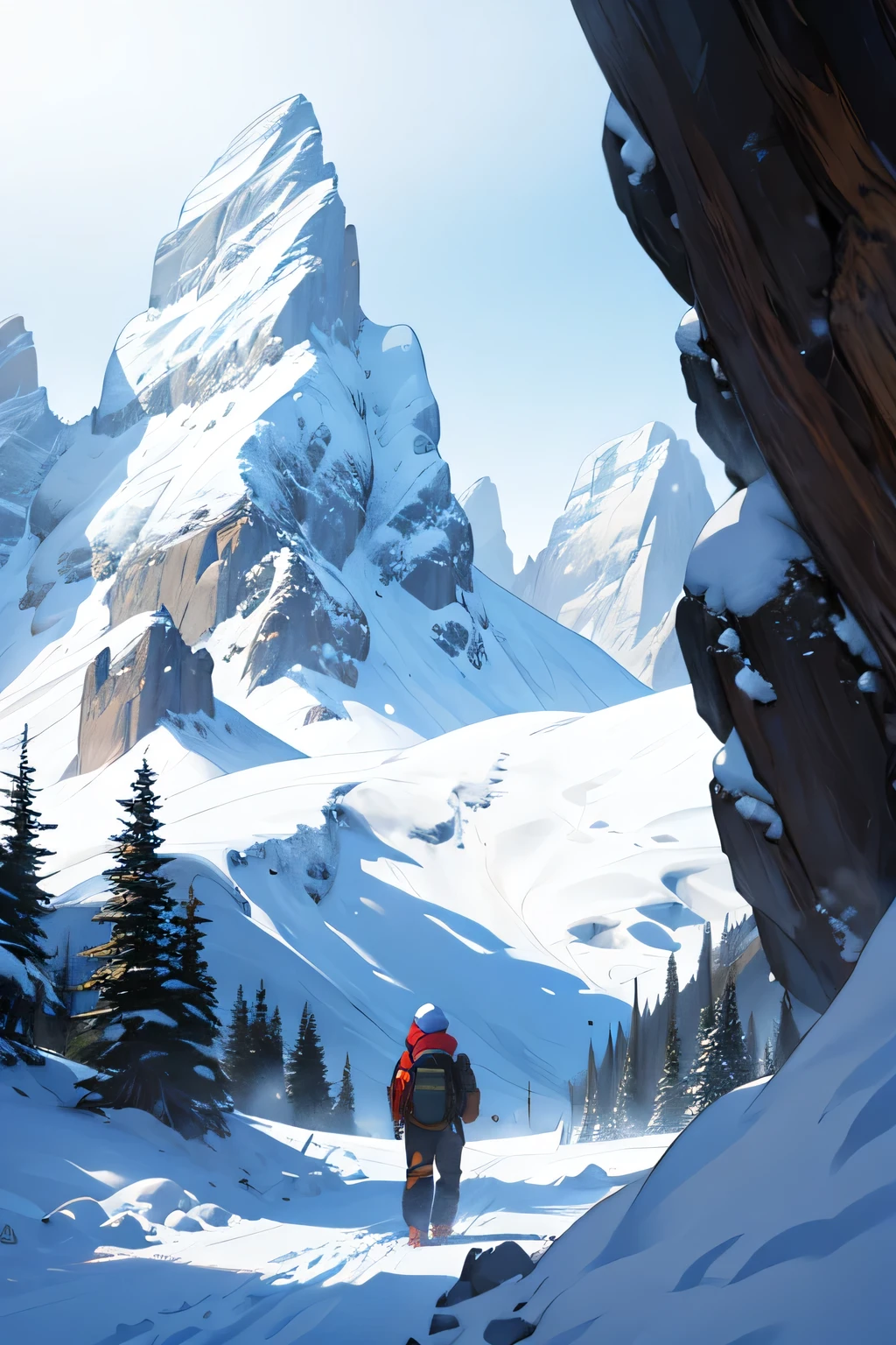 big mountains, full of snow