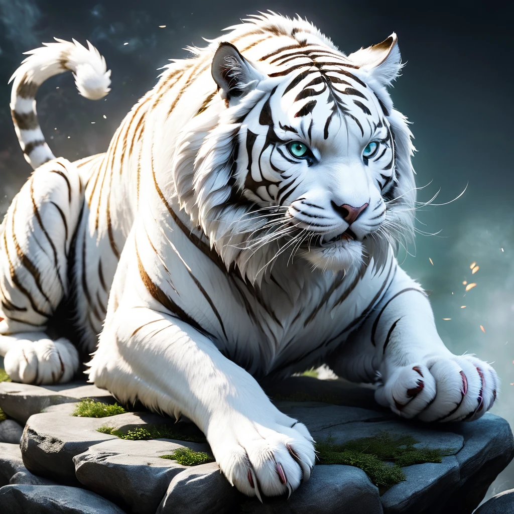high resolution high quality Reality Chinese legendary creatures Divine Beast White Tiger fierce々Shii Intimidating Intimidation object of faith Looming