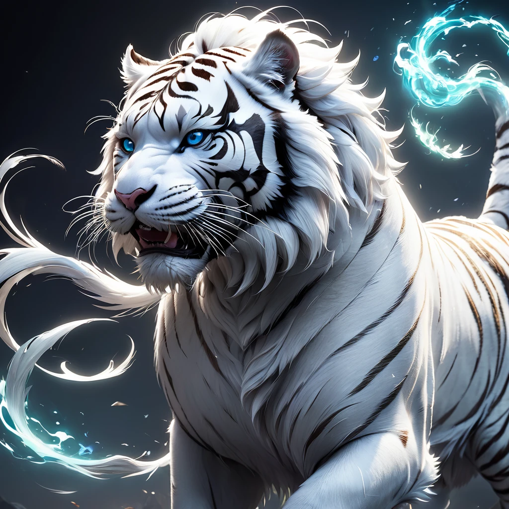 high resolution high quality Reality Chinese legendary creatures Divine Beast White Tiger fierce々Shii Intimidating Intimidation object of faith Looming