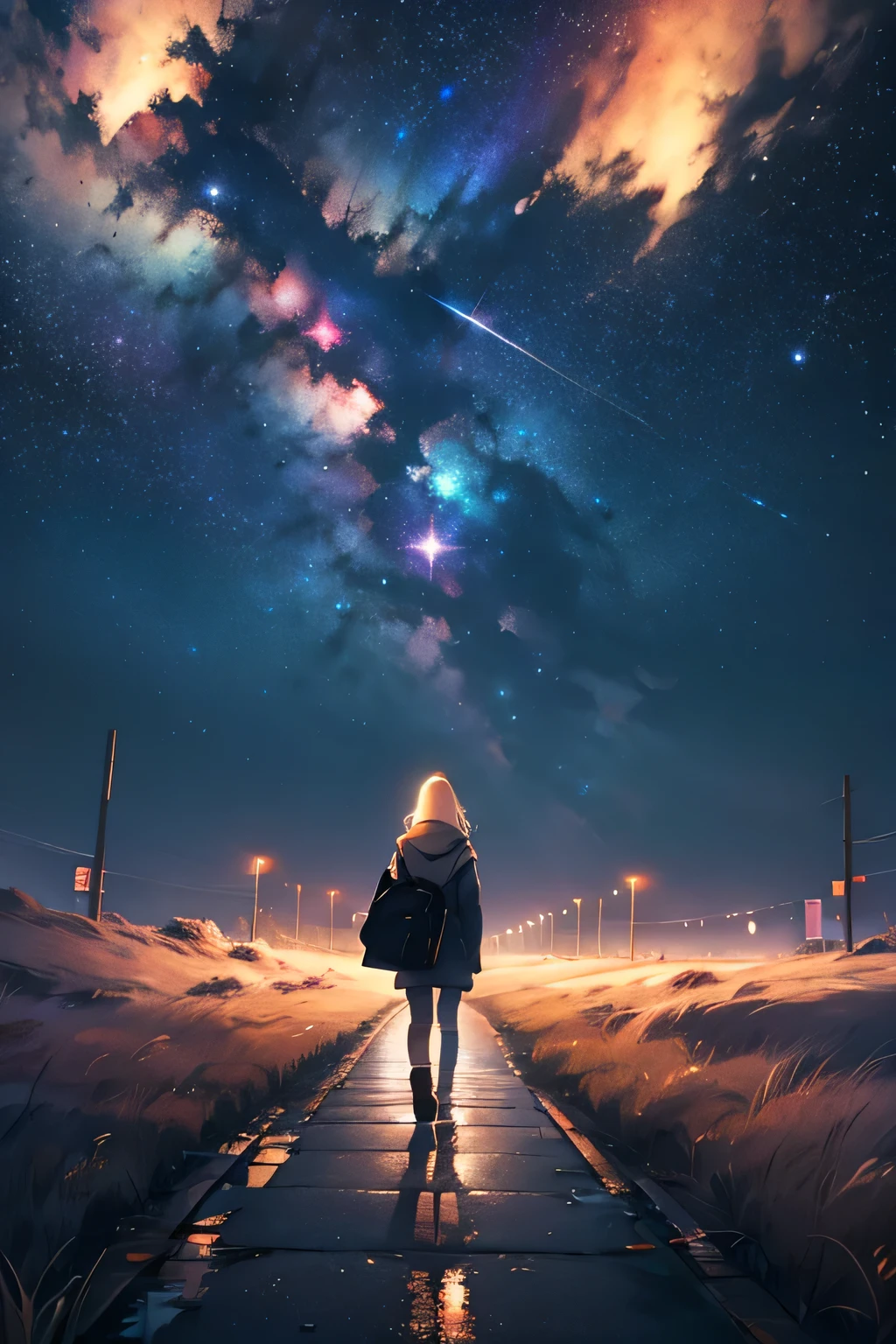 SAD WALKING ALONE, IN THE STARRY SKY