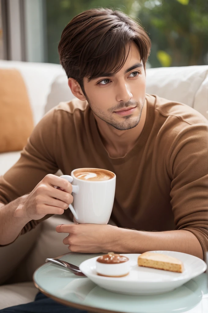 Handsome man relaxing with a cup of coffee