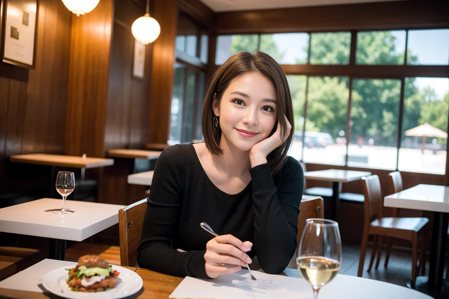 ((Highest quality、8K、masterpiece:1.3))、slimカップル、modelカップル、(Realistic, Intricate details:1.2), full-course dinner、Wine Party、Amazing view of the sunset sky and clouds、A bright smile、The wonderfulness of smile、Bright image、The beauty of wine, Beautiful Face, blue eyes, The light shines on your face, Blushing, short hair,Bright Face、 (Age 37), 39 years old, red wine 、Appetizers、Italian food、Wine bottle、Champagne、sparkling wine、Two beauties、Brown Hair、Shortcuts、Long sleeve shirt、dress、Beautiful woman 1, (slimな顔), (The body is slim), (Brown Hair), (Shortcuts), cheeks turn a little red,Attractive beauty、restaurant, In a prominent place (From the waist up) Nova Frog Style, actress, model, Upper Body, White wine, slim, wine glass, 中央に置かれたwine glass, smile, (smile: 1.15), Beautiful fine grain, Depth f/2,saturation, High Contrast, Strong light and shadow,Moist Body:1.5、3D texture、Delicate eyes、Brown Hair、The hair is very shiny、