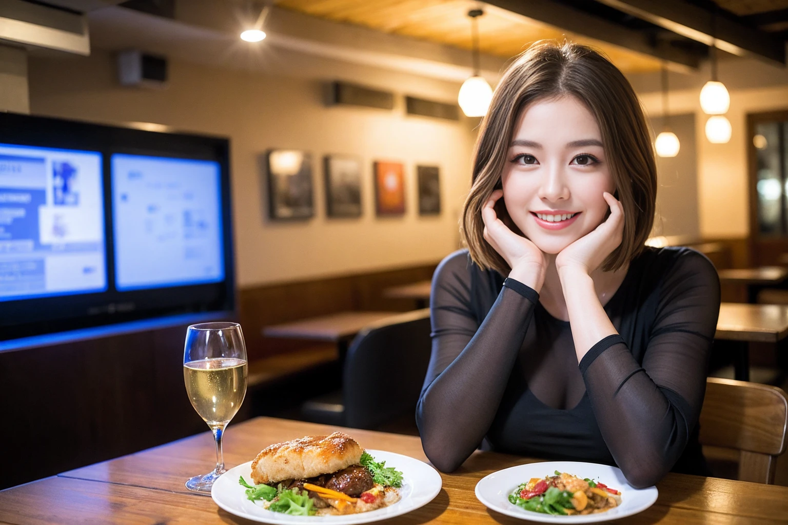((Highest quality、8K、masterpiece:1.3))、slimカップル、modelカップル、(Realistic, Intricate details:1.2), full-course dinner、Wine Party、Amazing view of the sunset sky and clouds、A bright smile、The wonderfulness of smile、Bright image、The beauty of wine, Beautiful Face, blue eyes, The light shines on your face, Blushing, short hair,Bright Face、 (Age 37), 39 years old, red wine 、Appetizers、Italian food、Wine bottle、Champagne、sparkling wine、Two beauties、Brown Hair、Shortcuts、Long sleeve shirt、dress、Beautiful woman 1, (slimな顔), (The body is slim), (Brown Hair), (Shortcuts), cheeks turn a little red,Attractive beauty、restaurant, In a prominent place (From the waist up) Nova Frog Style, actress, model, Upper Body, White wine, slim, wine glass, 中央に置かれたwine glass, smile, (smile: 1.15), Beautiful fine grain, Depth f/2,saturation, High Contrast, Strong light and shadow,Moist Body:1.5、3D texture、Delicate eyes、Brown Hair、The hair is very shiny、