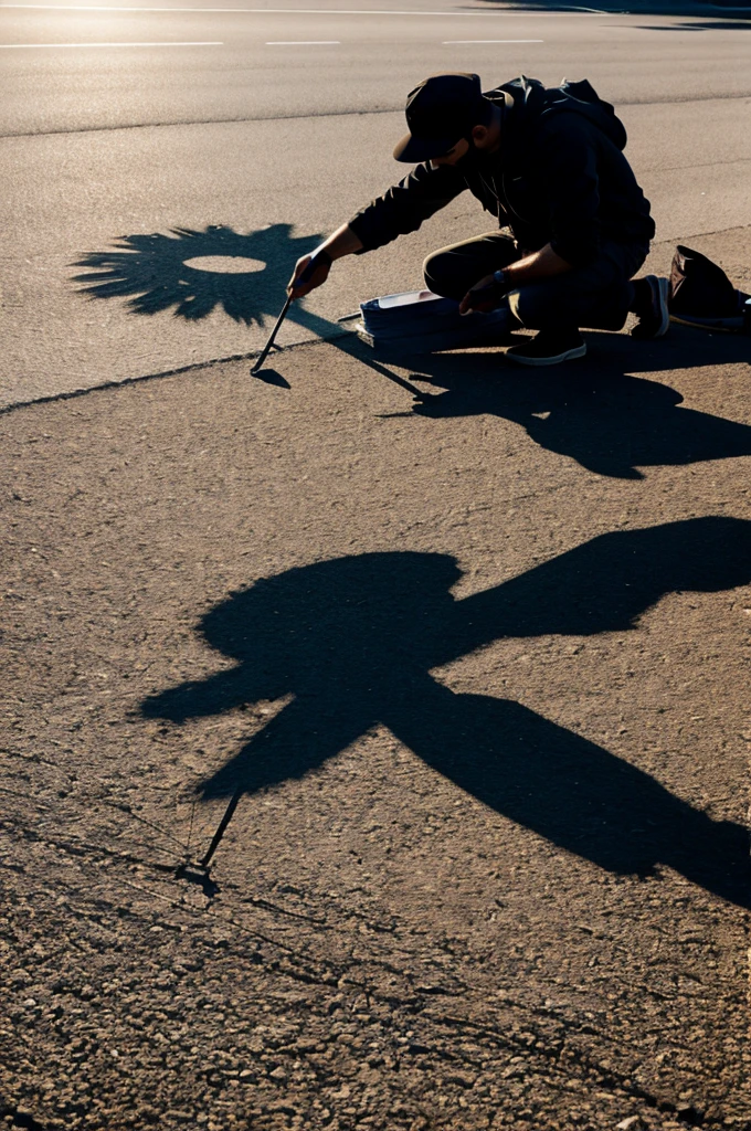 Person painting his shadow