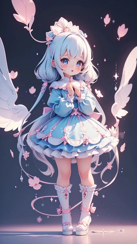 ((petite bishojo, little 2girls)), ((cute  face)), ((puffy eyes)), ((masterpiece)), ((best quality)), ((ultra detailed)), ((exquisite)), ((depth)), ((crisp)), ((8k)), ((beautiful and aesthetic)), ((super detailed skin)), ((high standard)), ((highres)), ((perfect anatomy)), (full body), (blush), (lipstick), (magical girl), (kawaii pose), (white, blue, black), (perfect fingers), (perfect hands)