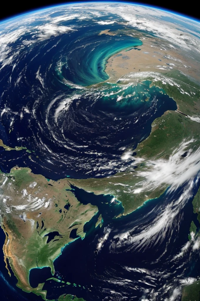 A satellite image of earth with hot coals superimposed over it 