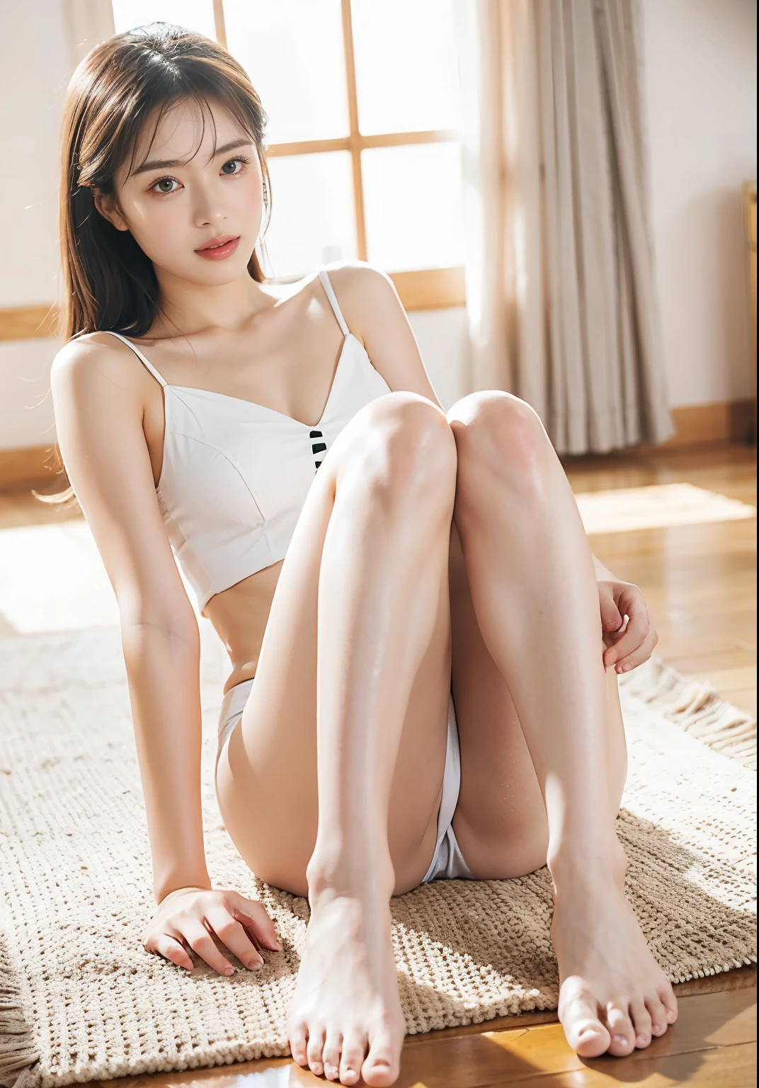 woman、M-shaped feet
