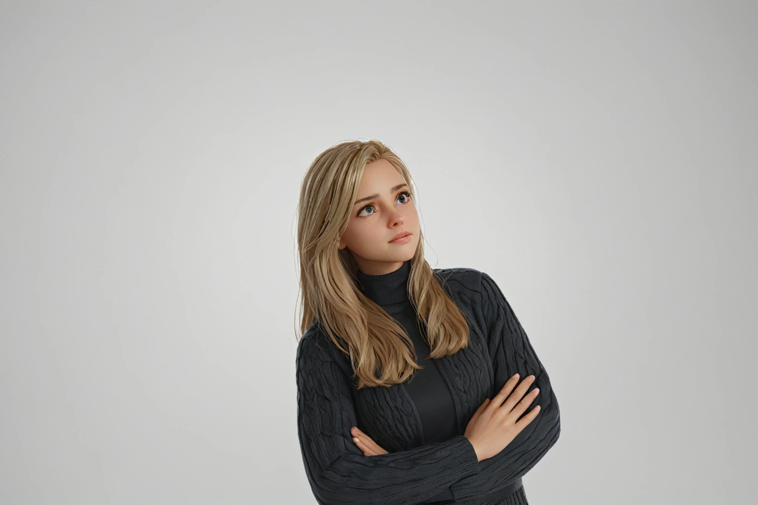 WITH REFERENCE TO PHOTOGRAPHY intricate and brilliant 3D graphics octane render highly detailed 8k HDR UHD unreal engine professional high quality PS5 cinematic vray  , skeptic, doubting, cynical , + / A cute WOMAN with BLONDE hair 