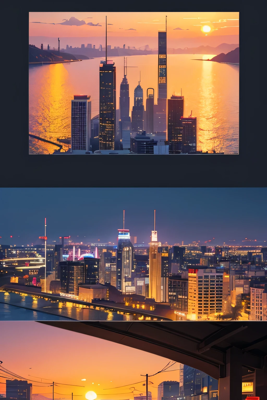 CITY WITH SUNSET IN PIXEL ART STYLE