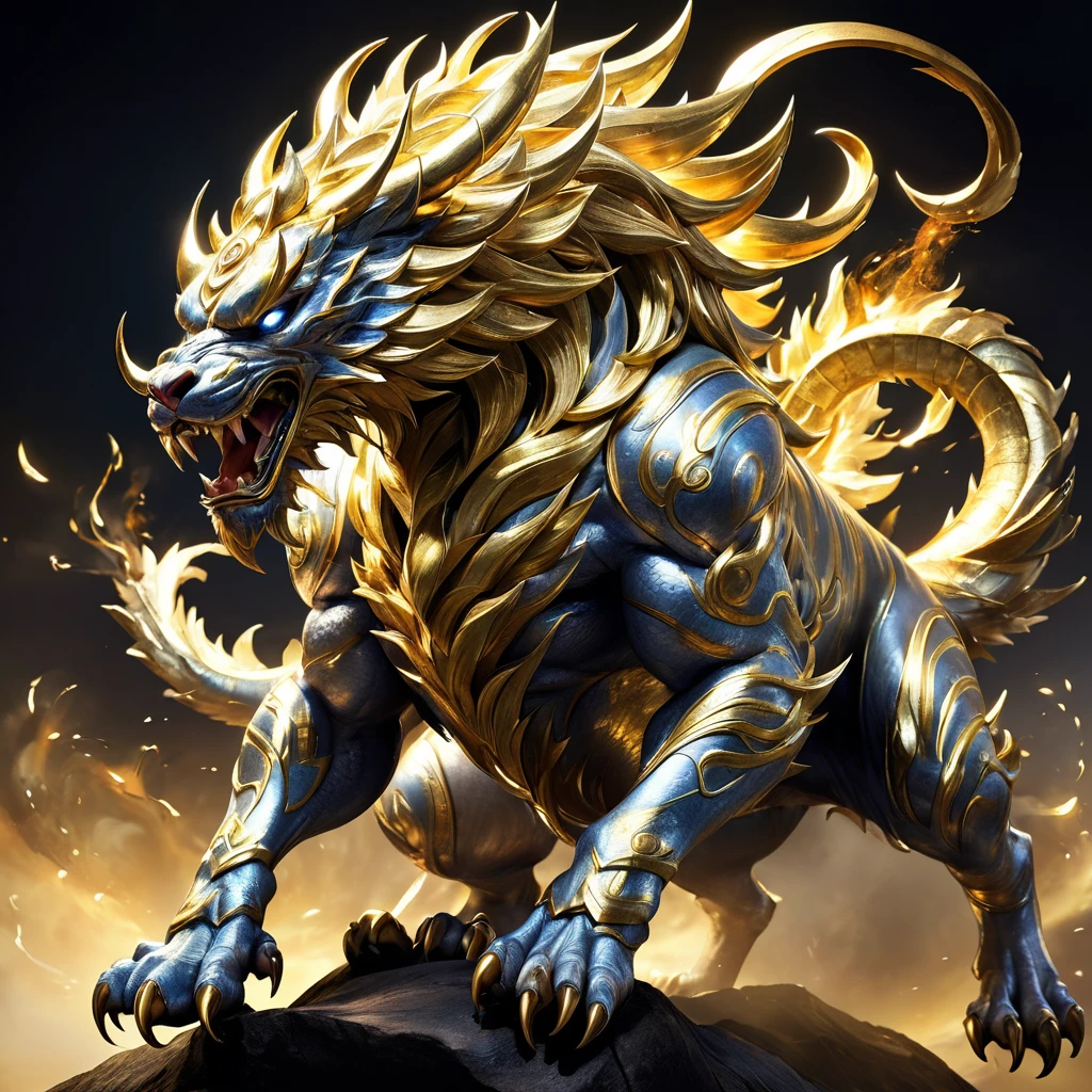 high resolution　high quality　Reality　Chinese legendary creatures　Divine Beast　Hakutaku　fierce々Shii　Intimidating　Intimidation　object of faith　Looming　metallic　　