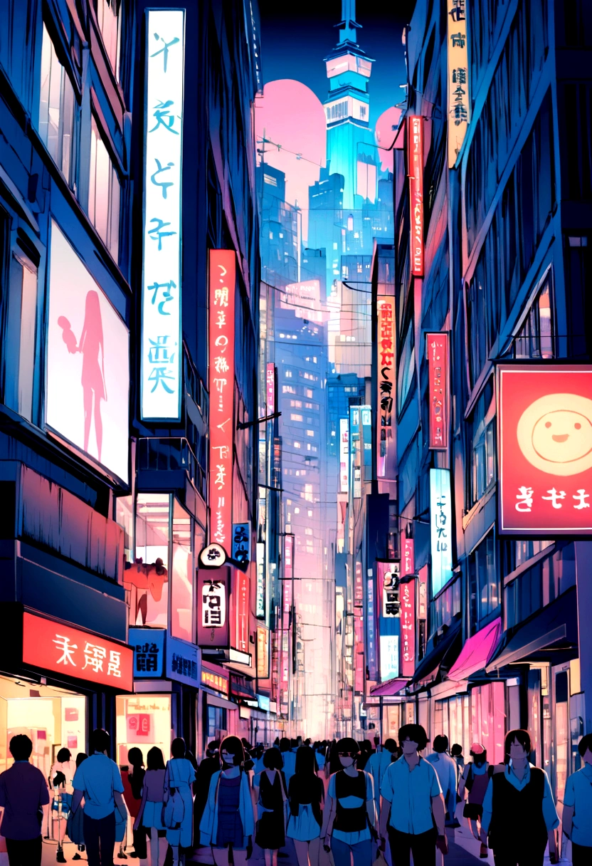 Central Tokyo - Imagine the bustling streets of Tokyo, Neon signs and people々In the crowd