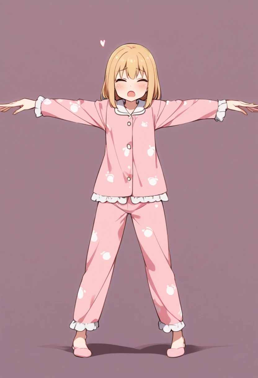 pajamas、Pajamas、Spread your legs wide、front、Spread your limbs、girl、Full body view、Stretching Your Limbs、