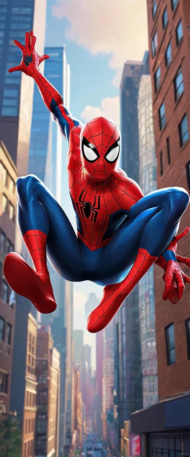 A cartoon design of Spider-Man