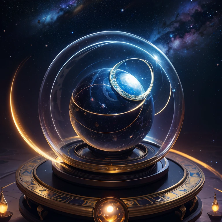 astrologer, detailed astrological observatory, starry night sky, glowing planets, cosmic energy, astrological symbols, mystic occult, crystal ball, astrological instruments, ancient knowledge, deep space, planetary alignment, galaxy backdrop, ethereal light, intricate details, digital art, cinematic lighting, dramatic atmosphere, moody colors, hyper realistic