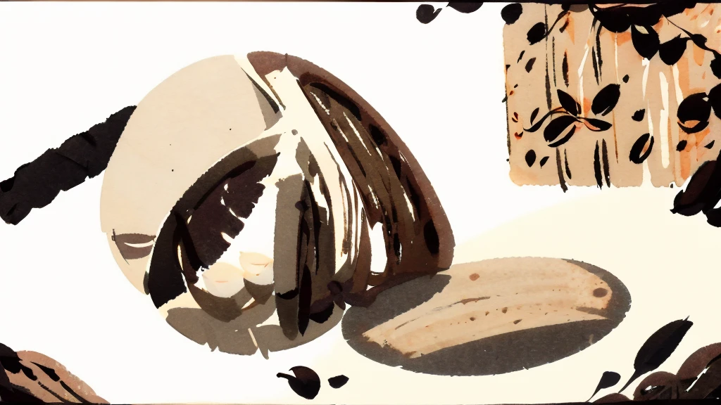 Illustration: simple lines, wood print style, coffee, small clear glass with expresso, Coffee cup close up, white coffee shop atmosphere