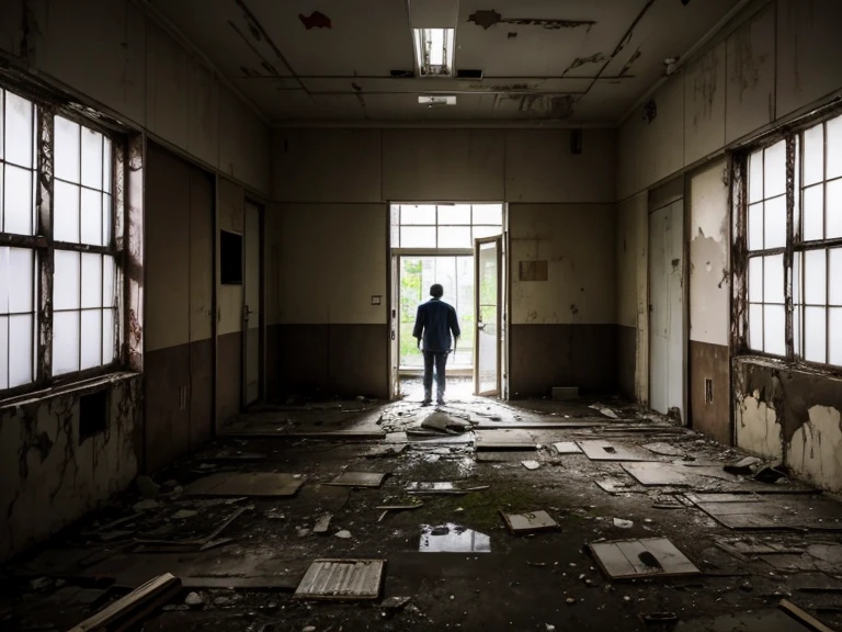 Scary abandoned hospital、Two men and women、