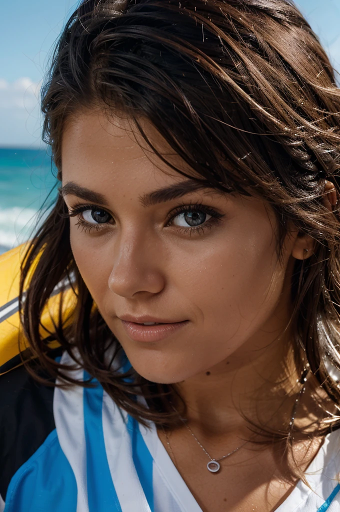 create modern surfer and high wave photos. Use bright and eye-catching colors. Target audience: People who are passionate about travel, extreme sports and adventure. close-up man