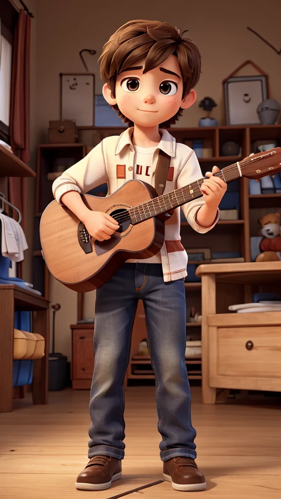 Very young boy with a guitar,