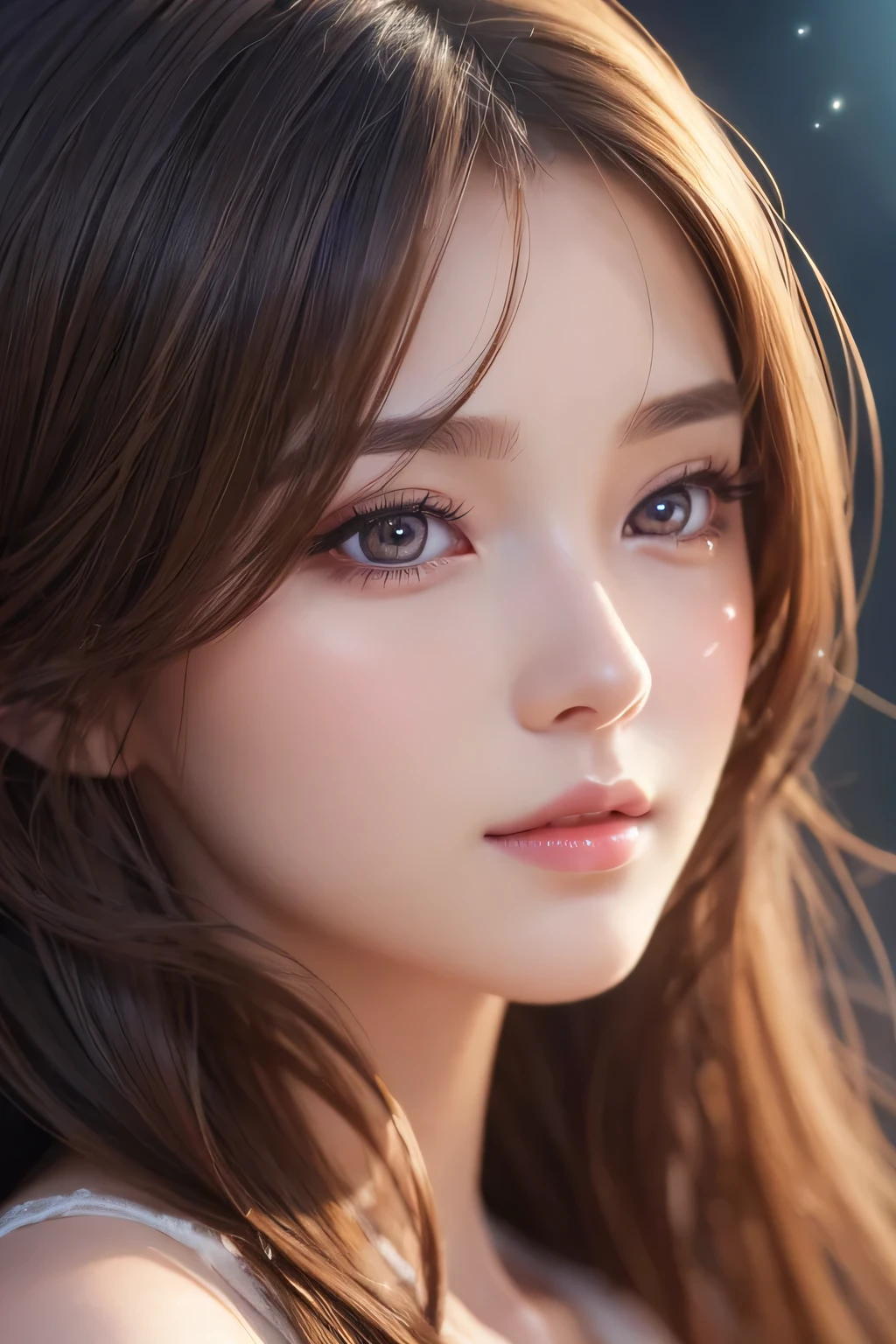 A cute anime girl, detailed portrait, beautiful detailed eyes, beautiful detailed lips, extremely detailed face and features, long eyelashes, elegant expression, delicate facial features, intricate hairstyle, flowing hair, vibrant colors, soft lighting, warm color palette, digital painting, masterpiece, 8k, high quality, photorealistic, studio lighting