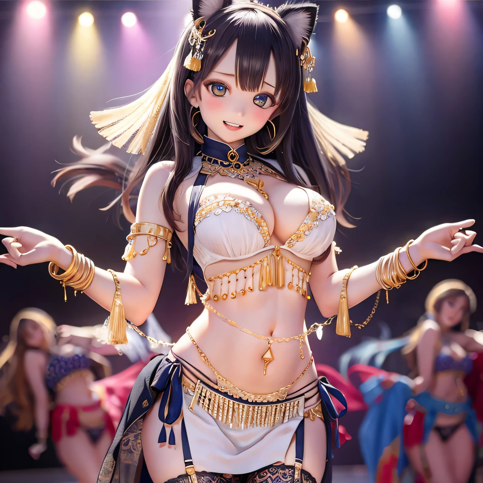 A girl with a Sexy pose, wearing sexy lingerie and a garter belt, cat girls'girl'Her large breasts are hidden in her underwear......: 140cm Bar Stage Voluptuous Body(((((hug my chest)))))
Nipples White Hair Huge Breasts Captivating Smile Tags: Sexy pose, Detailed face, Expressive eyes, Lips become thicker, beautiful girl, Feminine charm, Captivating Gaze, Captivating smile, Confident posture, sexy lingerie, Lace details, Exquisite garter belt, silk fabric, Warm lighting, Captivating color palette, Exquisite detail, Playful expressions (((((Belly dancing on stage)))))