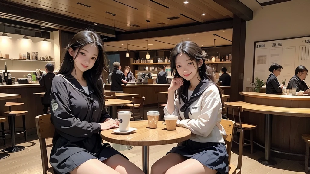 
((((Emphasize cleavage))))
8K、RAW Photos、Highest quality、Super detailed、Super Resolution、Ultra HD、8K壁紙、Amazing details

((((((16-year-old high school girl、Sailor suit、mini skirt))))))


(((((((Inside the Starbucks store、16-year-old high school girl)))))))、((((((Sit down and eat cake、Drink coffee、smile))))))、((Heart Necklace))
((A crowded store))




Modern and sleek design：Interior design using natural materials、Many of the designs are warm and made using wood and metal.。
Large windows：自然光をたっぷり取り入れるためのLarge windowsがあり、Providing a bright and open space。
Green Interior：Potted plants are effectively placed、It creates a relaxing atmosphere。
artwork：Works by local artists、Starbucks-related art on display。
Cozy seating：Cushioned chairs and sofas、Bar sheet etc.、A variety of seating options available。
Open kitchen area：Being able to see how drinks and food are made、We provide peace of mind and transparency。
Unique lighting：Antique lamps and chandeliers、Modern lighting fixtures are used。
Comfortable background music：Relaxing music is playing、A comfortable space is provided。
Free Wi-Fi and charging spots：Many tables are equipped with power outlets.、Convenient for work and study。
Customizable menus：Menus are provided that can be customized according to customer preferences。
Use of sustainable materials：Eco-friendly recycled materials and sustainable wood are used。
Wide々Table space：一人でもグループでも使いやすいWide々There is a table with。
Community Table：There is a large table where you can socialize with other customers.。
Seasonal decorations：The decorations are themed according to the season.。
Digital Order System：スマホやタブレットから注文できるDigital Order Systemが導入されています。
Design with a local feel：The design incorporates the local culture and characteristics.。
Fragrance production：コーヒーの香りが店内にWideがり、A space that satisfies the five senses has been created.。
Conversation with a barista：フレンドリーなConversation with a baristaが楽しめるカウンターエリアがあります。




8K、RAW Photos、Highest quality、masterpiece:1.2、Super detailed、Super Resolution、Ultra HD、8K壁紙、Amazing details、Photorealistic:1.4、Having fun by the water、Full Body Shot、Full body photo、High-resolution RAW color photos、Professional photos、A scene full of emotion、Very detailed and beautiful、Ultra HD、8K壁紙、Amazing details、Huge file sizes、Highly detailed beautiful girls、Highly detailed face Highly detailed eyes、Extremely realistic skin、 Highly detailed fingers, Highly detailed nose, Highly detailed mouth, Perfect Anatomy, Highly detailed background, Highly detailed clothing, Teen, cute女の子, Famous Japanese Idols, cute, Realistic body, Slender, White skin, Glowing Skin, Slim body, Realistic Face, Delicate eyes, double eyelid, 
