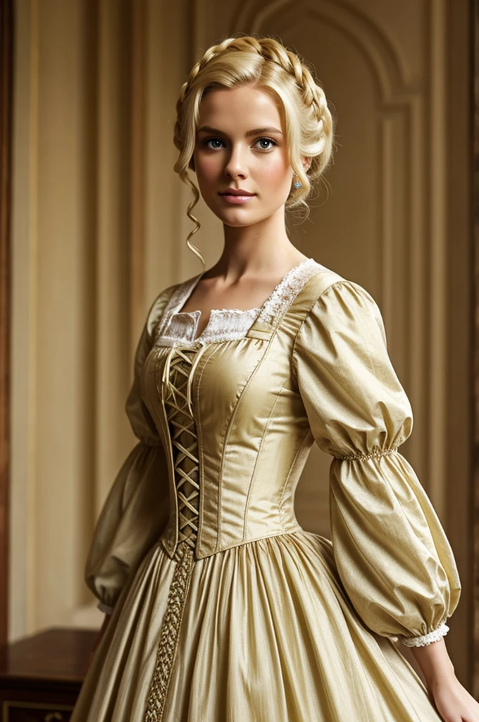 Blonde haired Regency dress 