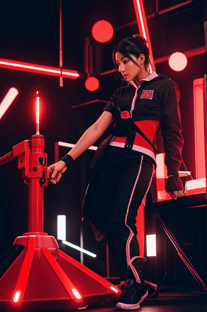 Hello, I would like to request the design of a custom lightstick. Specific details are as follows:colors: The body of the lightstick should be primarily black with red accents.center: In the center of the lightstick, instead of a conventional figure, there must be a screwdriver.Phrase at the base: At the base of the lightstick, the phrase must be "What time is it?".