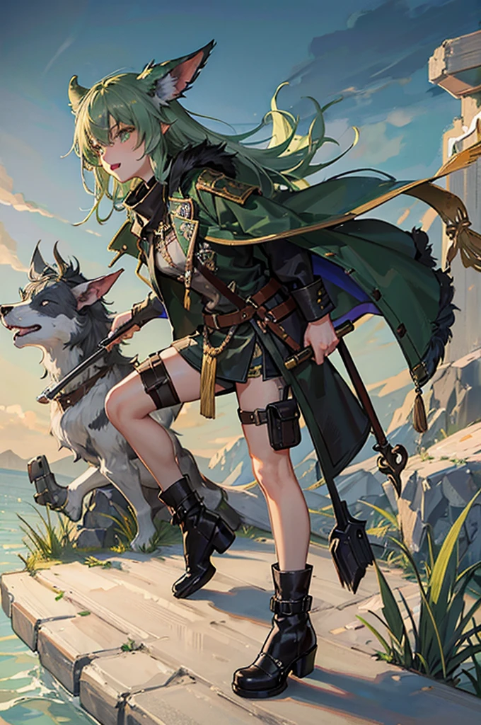 Goblin,Stone Spear,Green Skin,Short stature,primary,Shabby,Clothes Animal Skins,Ragged animal skin coat,,一群Goblin,Non-human