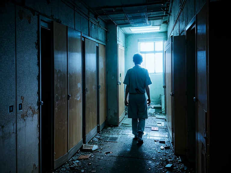 Scary abandoned hospital、Two men and women、darkness、night、moonlight、RAW Photos、Scary atmosphere