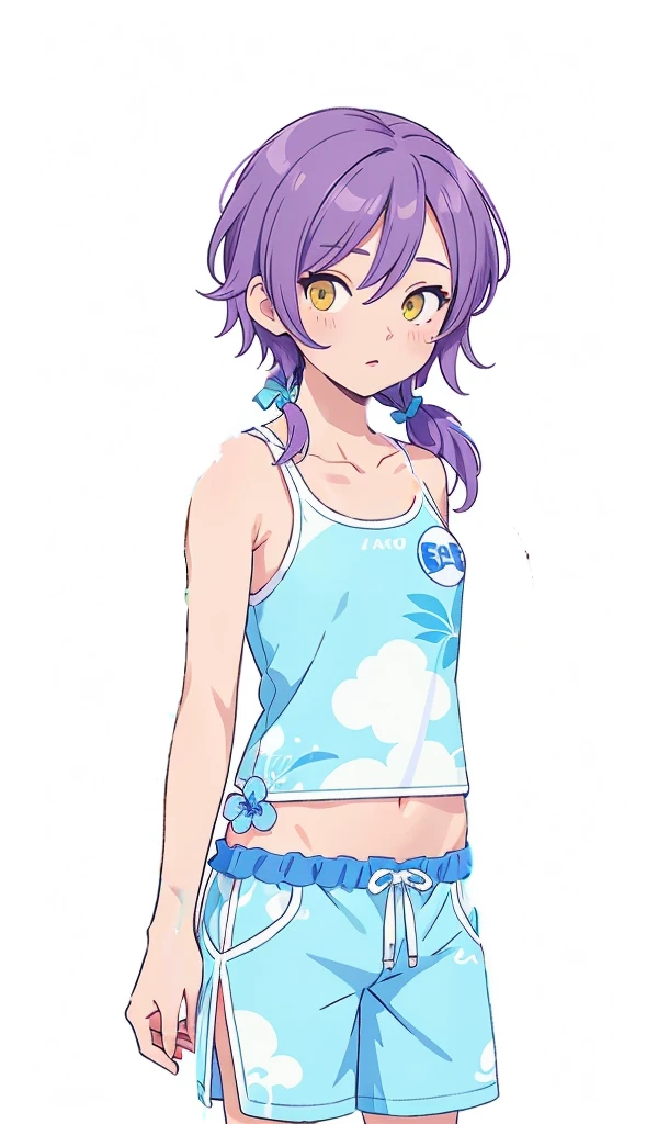 (Visual novel), (key art), (character sprite), blue swimsuit, swimsuit, Japanese swimwear, shorts