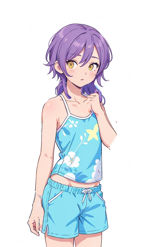 (Visual novel), (key art), (character sprite), blue swimsuit, swimsuit, Japanese swimwear, shorts