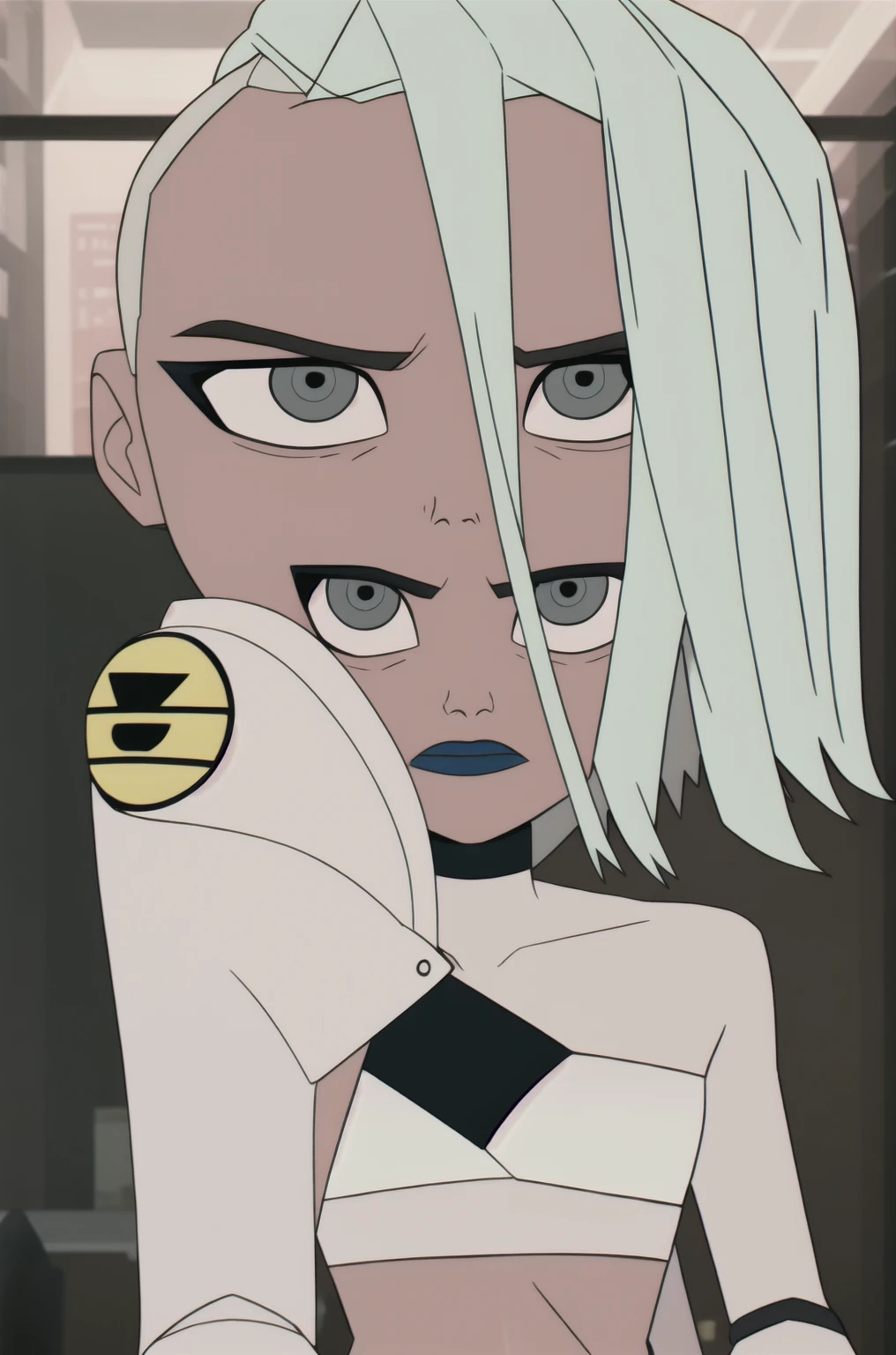 (dark theme:0.6), Glucose, 1 woman, mature and rough face, wrinkles on the face, Aging face, cheekbones на лице, cheekbones, old age Alone, короткие White hair, sexuality, black bra, Black bikini, sexy figure, sexy long legs, high growth, Height 1,75 m costs, completely naked body, Sun, wound, in the apartment, walks through the club, flowers 1.2), White hair, haircut-barbershop, Straight hair, pomade, decrease,  I look at the viewer, grey eyes, sharp image, crop top, (HDR:1.22), Clear drawing, muted colors, Complex background, hyper-detailed, art [[Jordan Grimmer]], 